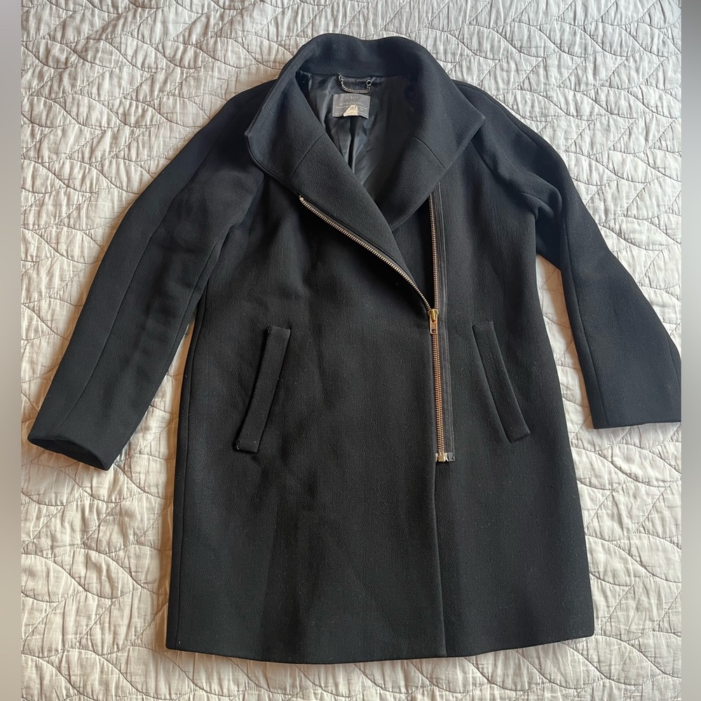 LAST CHANCE J. Crew black coat with exposed zipper detail